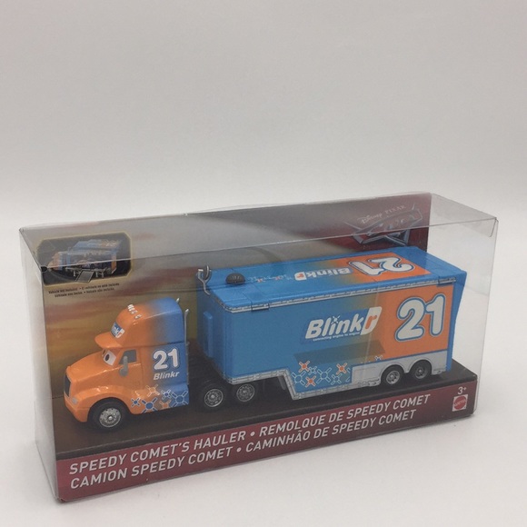 Disney Pixar Cars Speedy Comet’s Hauler Transport Truck Blinkr 21 Mattel Toy - Picture 13 of 14